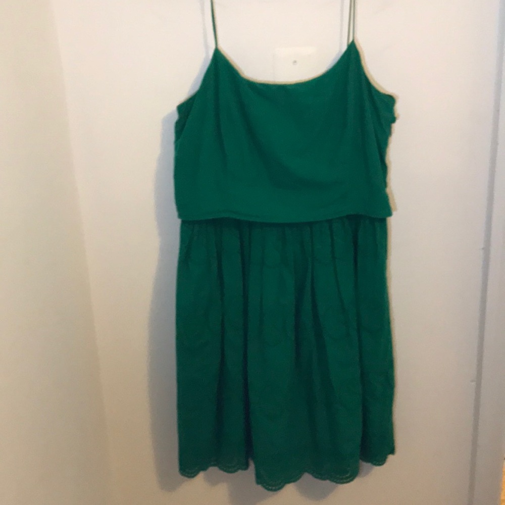 J Crew Green Eyelet Sundress - Size 8